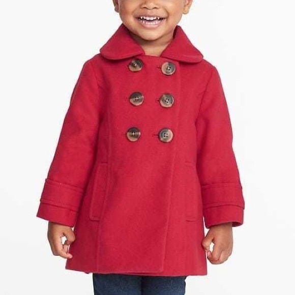 OLD NAVY | GIRLS PINK PEACOAT BUTTON HOODED COAT/JACKET SIZE XS - Picture 1 of 16